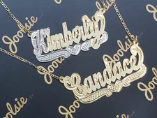Personalized 14K Gold Plated / 2TONE  Name Plate Necklace ANY NAME SHIPS FROM US