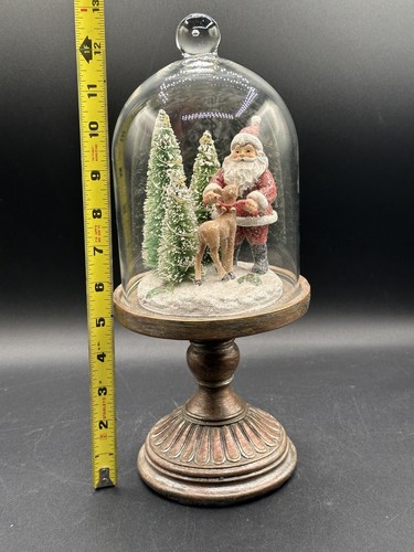 LIT SANTA REINDEER Christmas Trees Glass Done w/ Stand. (Read description) - Picture 8 of 24