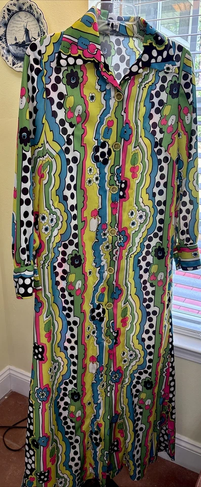 Винтажный 60-х годов платье ар-деко модерн хиппи богемное диско GROOVY психоделический мод - Изображение 2 из 4