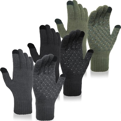 Migliore Wear 3 Paar Winterhandschuhe für Herren, Touchscreen Handschuhe mit Antirutsch