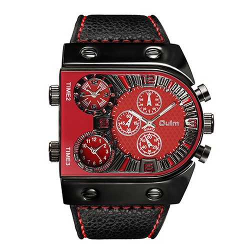 Oulm 9315 Men Quartz Wrist Watch Three Time Zones Stainless Steel Strap reloj - Picture 4 of 17