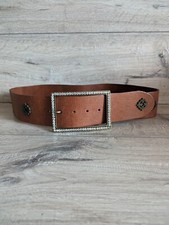 Alba Moda vintage wide women's leather belt brown size 86