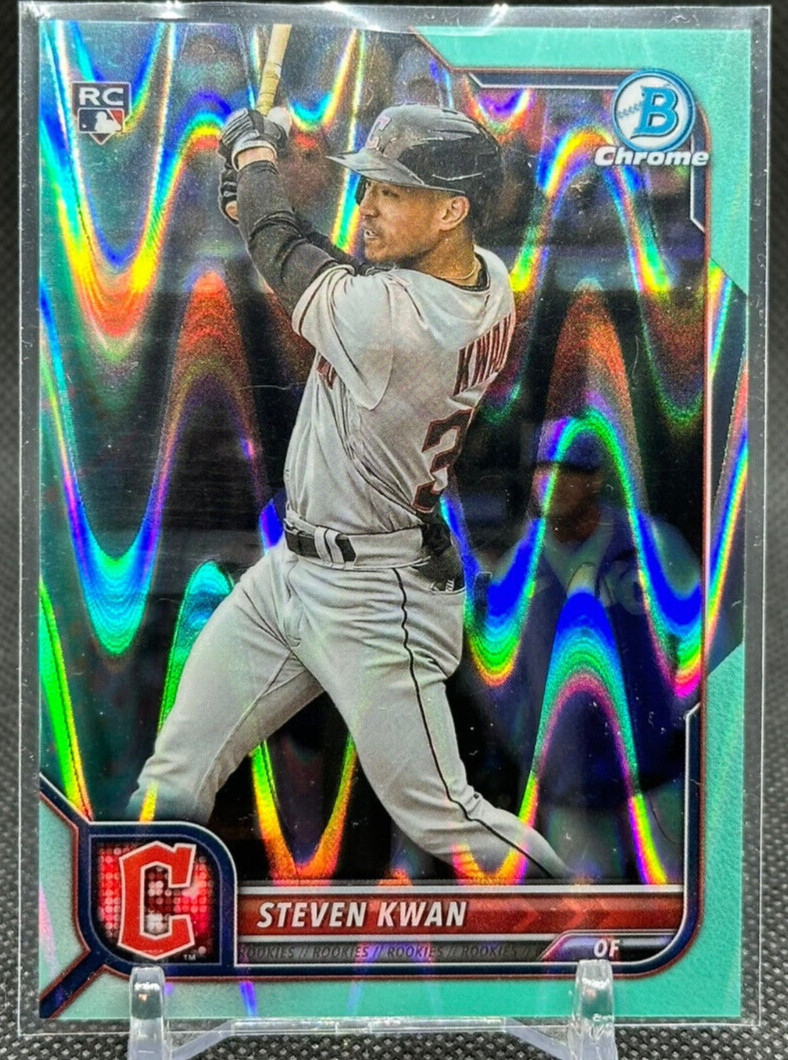 2022 Bowman Chrome RC Steven Kwan Aqua Raywave Refractor GUARDIANS #39 /199