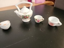 Cute Miniature Tea Pot And Cups Set Heart Box 4pc