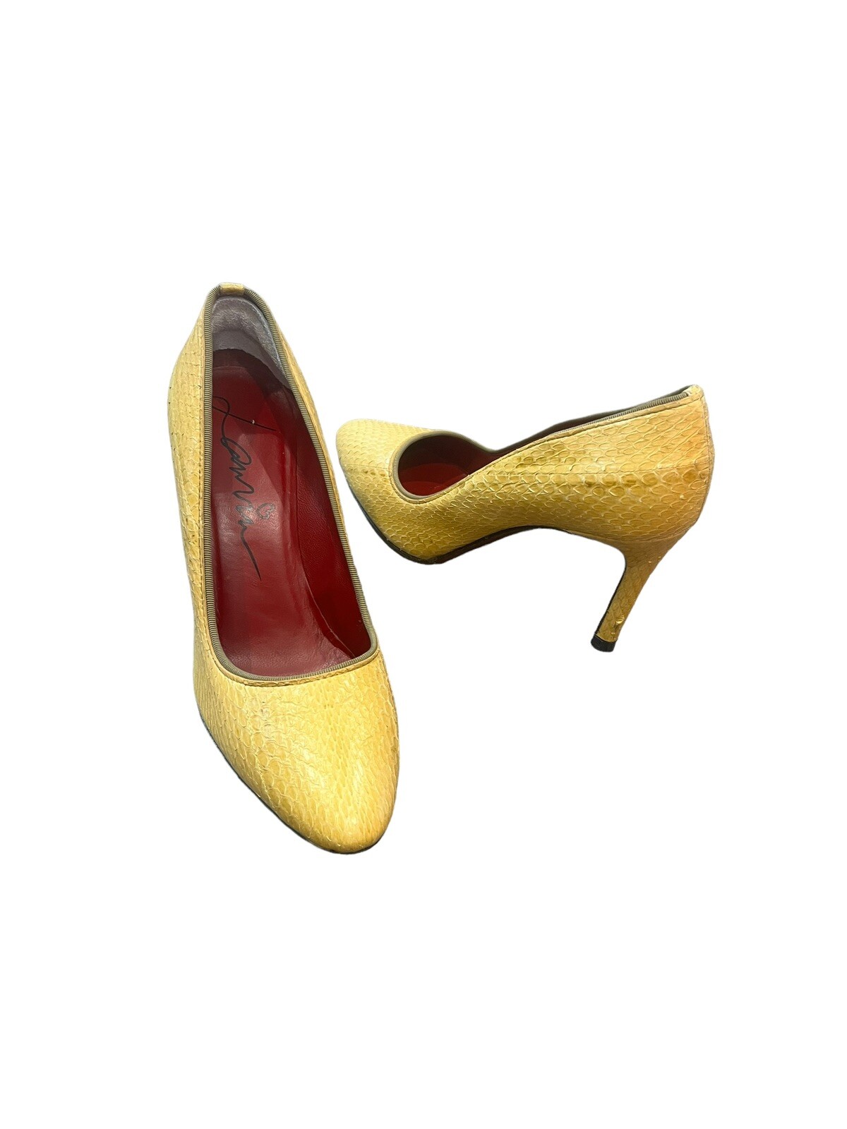 LANVIN WOMEN'S CLASSIC PUMPS YELLOW PYTHON HEELS … - image 2