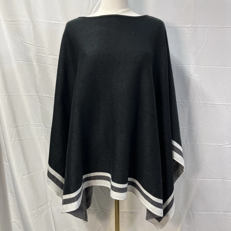 Poncho Ann Taylor Cuello Redondo Negro Talla Única Nuevo Mob Esposa Lujo Invierno Elegante Foto 4 de 4