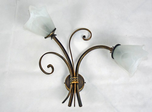 Applique rustico antico ferro battuto lampada led vetro cristallo Italy art.684 - 第 1/3 張圖片