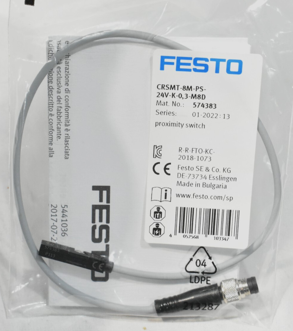 Festo CRSMT-8M-PS-24V-K-0,3-M8D Proximity Sensor 574383 New