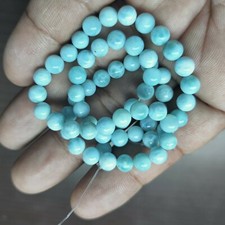 AAA  Blue Larimar Round Smooth Beads 6mm  7" Strand Caribbean Gemstone