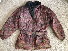 Vintage Edelweiss Snow Ski Jacket Women S/m Purple Maroon Green 80/90’s Belted