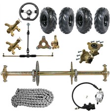 32" Go Kart Rear Axle kit 6" Wheels Front Steering Racing Trike Cart ATV Bike