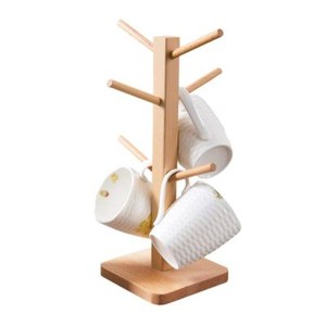 Unfinished Beech Wood Coffee Mug Tree Tea Cup Holder Stand Unfinished Beech Wood Coffee Mug Tree Tea Cup Holder Stand