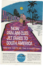 Vintage 1961 Pan Am Magazine Print Ad Reduced Rates on Flights to South America