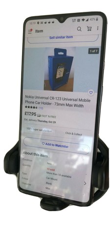 Nokia Universal CR-123 Universal Mobile Phone Car Holder - 73mm Max Width - 第 3/9 張圖片