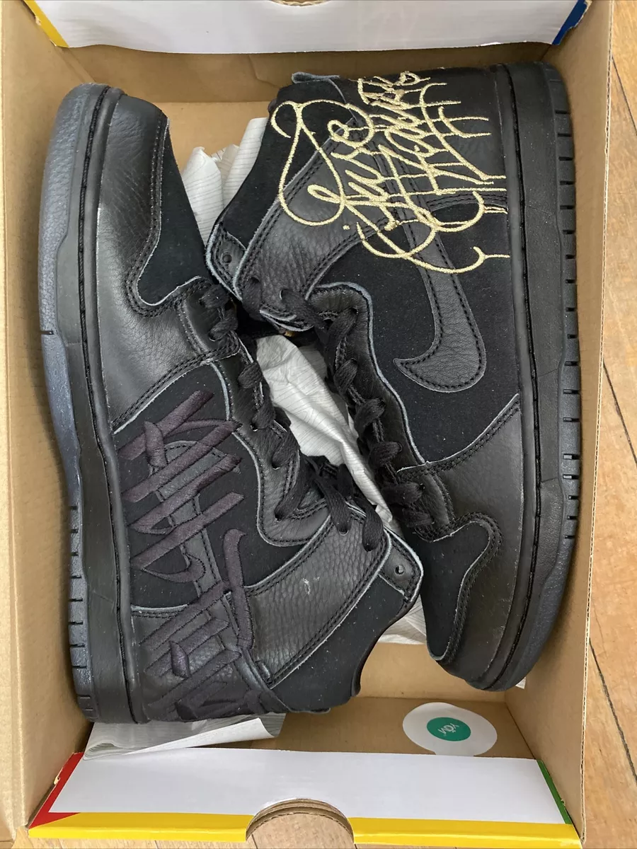 Size 10.5 - Nike SB Dunk High x FAUST Black Gold Quick Strike New DH7755 001