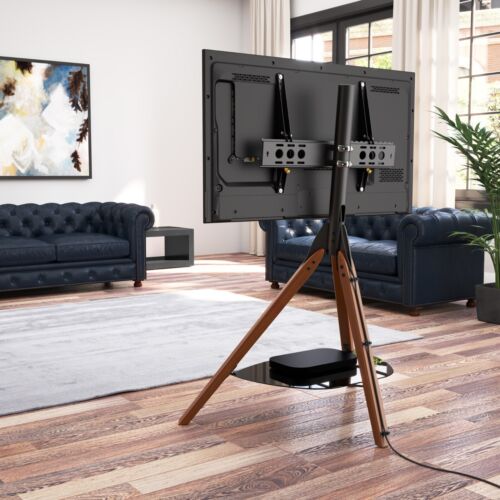 AVF Hoxton TV Floor Stand - Free-standing Tripod TV Unit, Wood Legs, 32"-70" - Picture 8 of 33