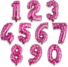 Mylar Foil Pink Balloons 10 Pcs 16 Inch Numbers 0-9 Wedding Birthday Party Decor