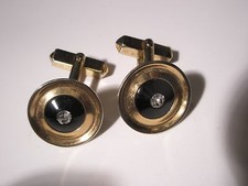 White Rhinestone Vintage Quality Cuff Links onyx black