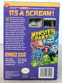 Monster Party (Nintendo NES, 1989) Complete w/Box, Sleeve & Book , Tested/Works