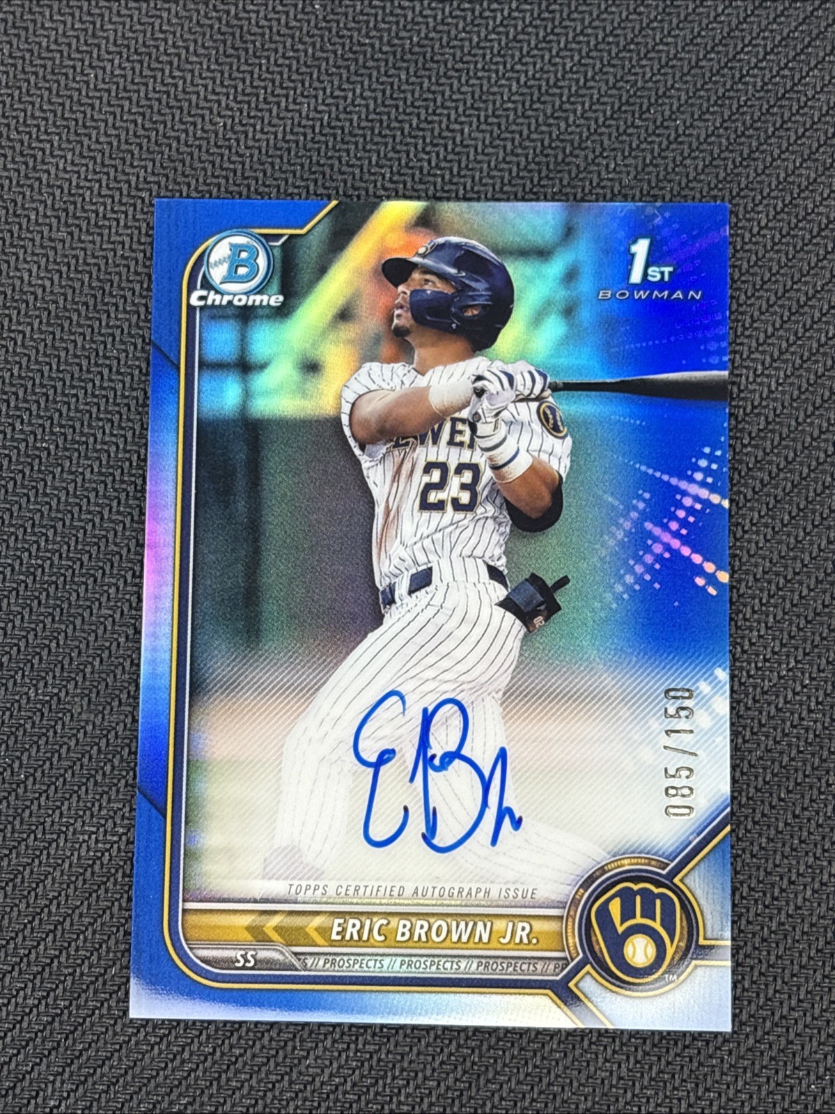 2022 Bowman Draft Eric Brown Jr. #CDA-EB Chrome Draft Pick Autographs Blue #/150