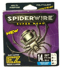 Spiderwire Super Mono EZ 14 Lb 220 YD Flourescent Clear Blue Easy Casting B2