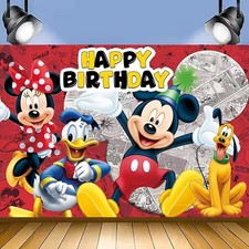 Mickey Mouse and friends group photo Backdrop Birthday Background Party Banner