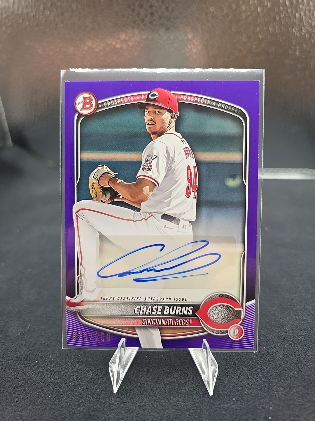 2025 Bowman - Chase Burns Purple Prospect Autographs  #BPA-CB /250 (AU, RC)