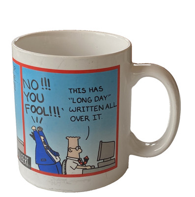 Vintage 90's Dilbert Ceramic Coffee Mug - Comic Strip - Manager Scott Adams Oz