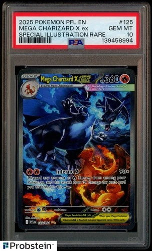 2025 POKEMON PFL EN-PHANTASMAL FLAMES #125 MEGA CHARIZARD X EX PSA 10
