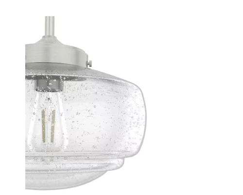 Hunter Saddle Creek 1-Light Brushed Nickel Mini Pendant with Seeded Glass Shade - Picture 6 of 9