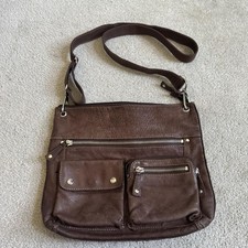 Vintage Brown Fossil Pebbled Leather Crossbody Purse / Messenger Bag Y2K