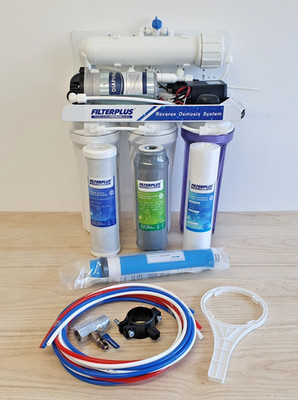 Umkehrosmose Wasserfilter Set mit Booster, 50GPD / 75GPD / 100GPD / 150GPD