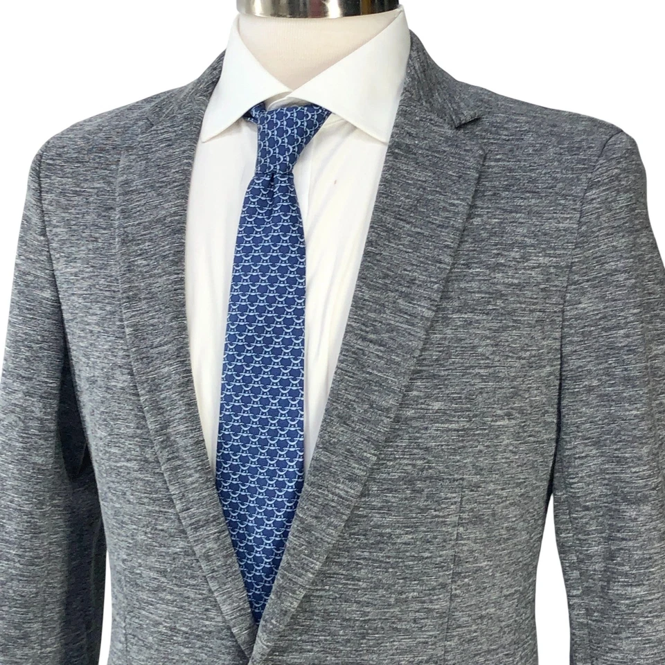 Theory Sport Coat Mens 36 Gray Heather One Button Stretch Blazer Stirling Ortley - Image 2 of 4