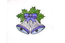 Needlepoint Canvas to stitch Christmas Silver Bell Purple 18 msh Zweigart Signed