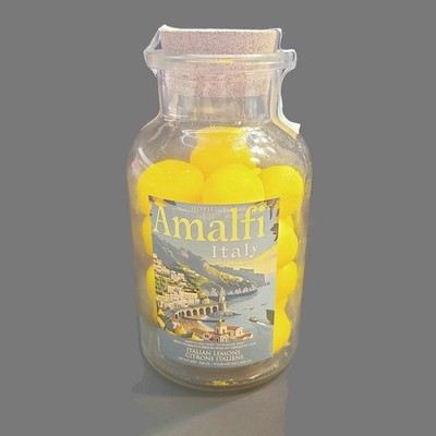 HOPIFICIO FIRENZE Glass Jar Of ITALIAN Finest Triple Milled Lemon Soaps 23.8 oz