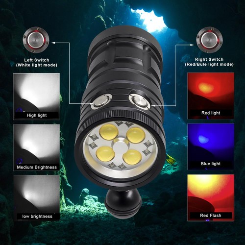 10000 Lumen Tauchlampe Tauchen Taschenlampe - 100m Wasserdicht Unterwasser... - Bild 3 von 9