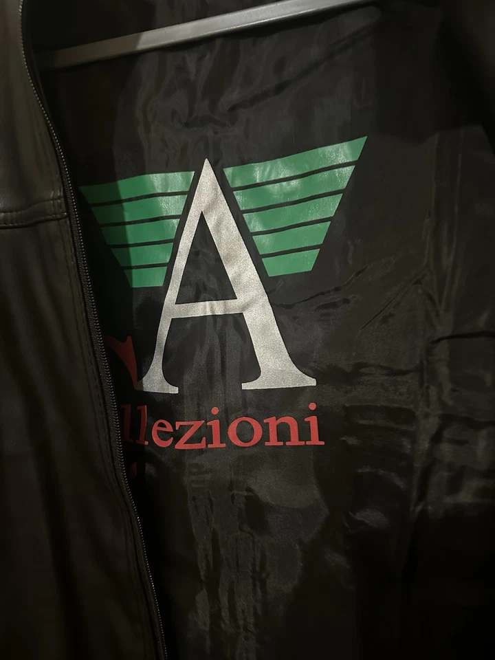 Chaqueta Moto Collezioni Hombre Cuero Marrón Talla Grande Italia Cresta Foto 4 de 4