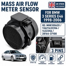 For BMW E46 320i 323i 325i 328i Air Mass Flow Meter 13621432356 MAF Sensor 3 Pin