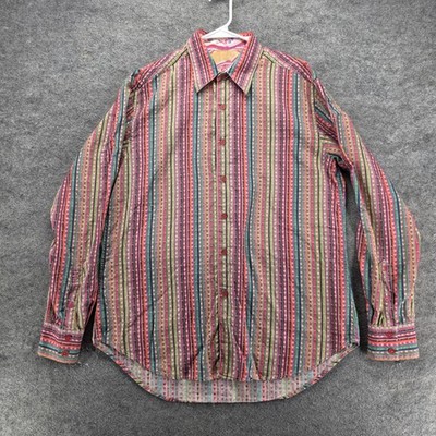 Robert Graham Shirt Mens Large Multicolor Stripe Cotton Long Sleeve Casual