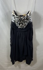 Alice + Olivia Women's Black Silk Sequin Strapless Draped Mini Dress