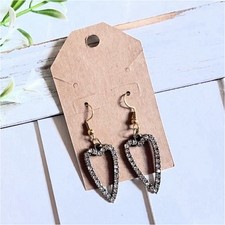 Handcrafted Bronze Arrowhead Dangle Earrings Bohemian Theme Black Accents