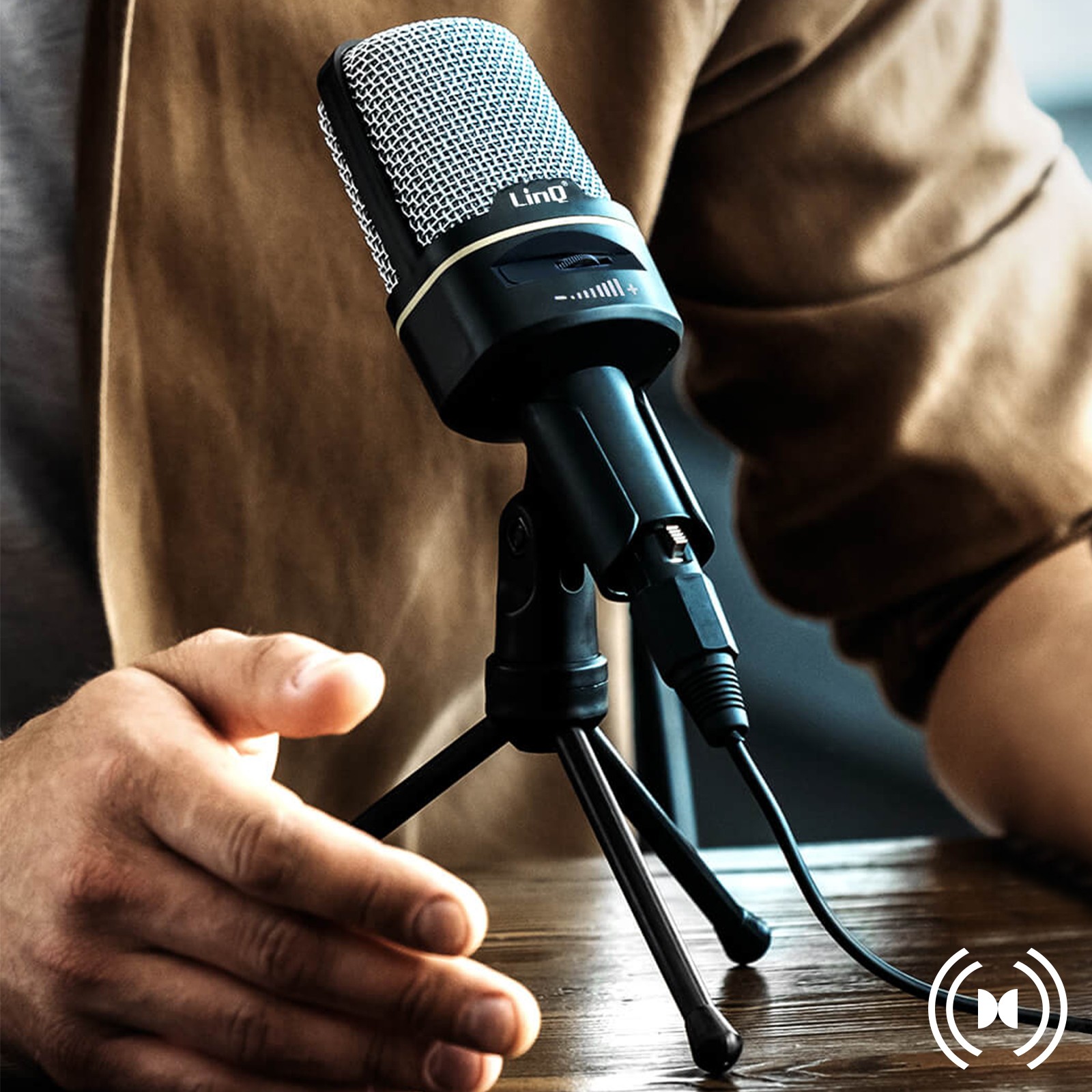 Microphone de bureau LinQ Jack 3.5mm noir avec trépied réglable pour PC - 4