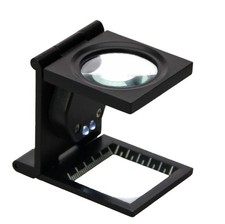 SAFE 4636 Metall Standlupe / Fadenzähler mit LED Linse 27 mm 10-fach mit Skalen