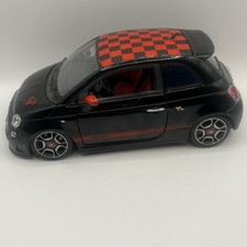 Burago 1/18 1:18 Fiat 500 Abarth Diecast Model Car Red Black Checkered *flaw