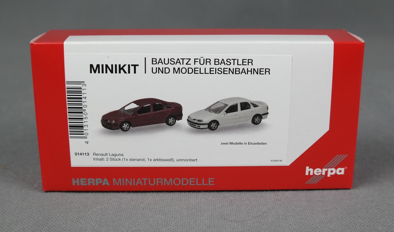 HERPA 014113 H0,1:87 Minikit/Bausatz 2 Renault Laguna Sienarot und Arktisweiß,