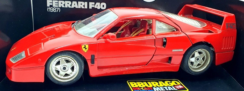 Burago 1987 Ferrari F40 - Red - Diecast - 1:18 Scale Model Car