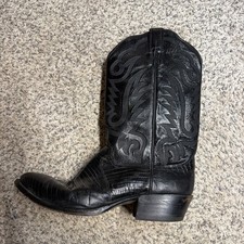 Vintage Justin 8105 Black Teju Lizard Cowboy Boots USA made Men’s Size 10.5 D