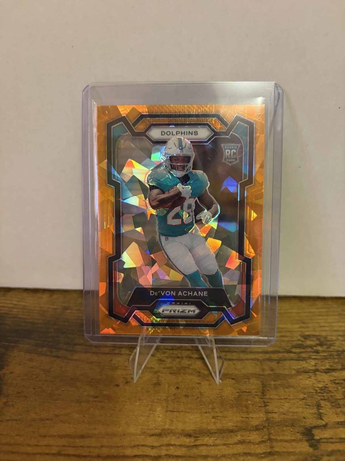 Panini 2023 Prizm De'Von Achane Miami Dolphins Rookie Orange Ice #365