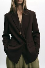 NWT Zara oversize double breasted blazer, brown, size s