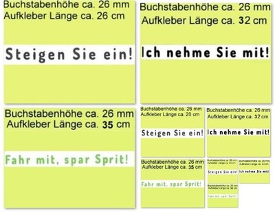 1 Aufkleber Sticker Kfz Auto Carsharing Mitfahrgelegenheit Mitfahren Spritsparen